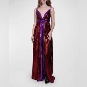 Sabina Musayev Metallic Red and Purple Dress